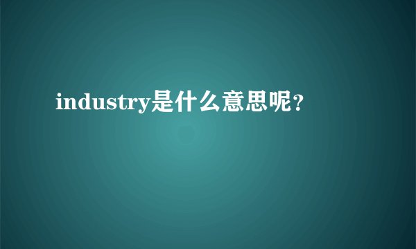 industry是什么意思呢？