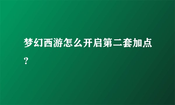 梦幻西游怎么开启第二套加点？