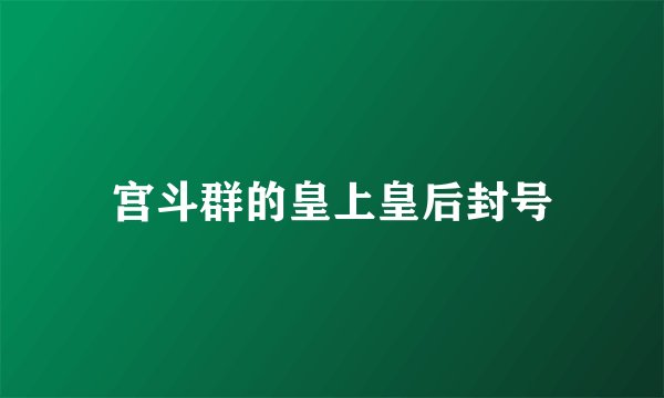 宫斗群的皇上皇后封号