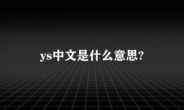 ys中文是什么意思?