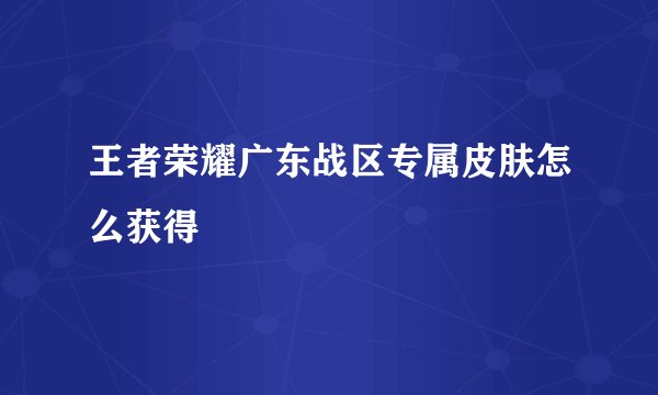 王者荣耀广东战区专属皮肤怎么获得