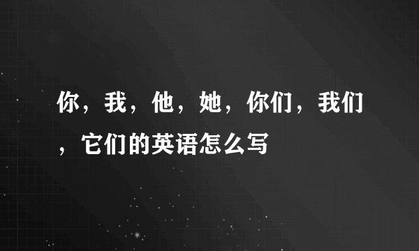 你,我,他,她,你们,我们,它们的英语怎么写