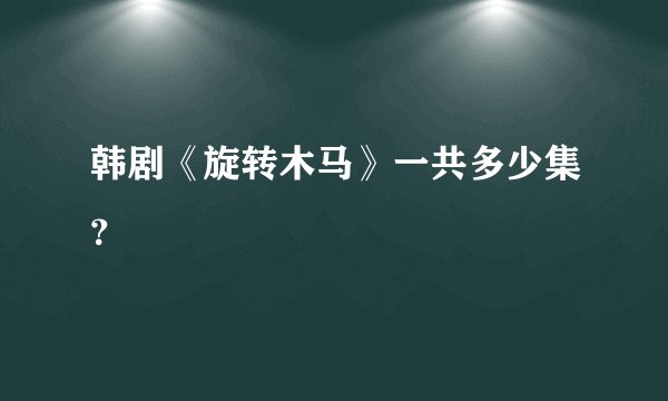 韩剧《旋转木马》一共多少集？