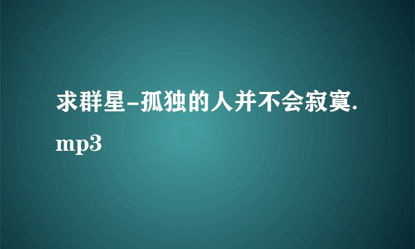 求群星-孤独的人并不会寂寞.mp3