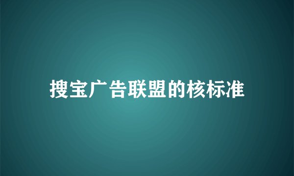 搜宝广告联盟的核标准