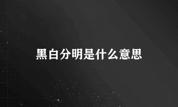 黑白分明是什么意思