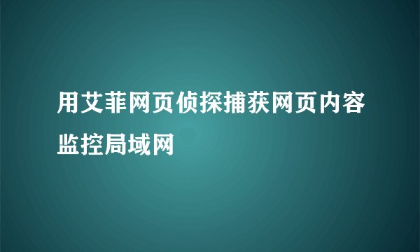用艾菲网页侦探捕获网页内容监控局域网
