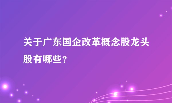 关于广东国企改革概念股龙头股有哪些？