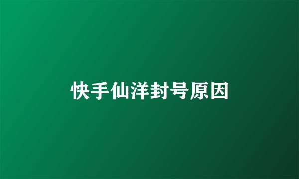快手仙洋封号原因