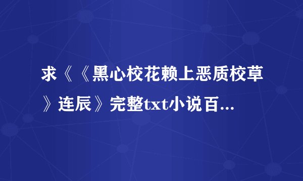 求《《黑心校花赖上恶质校草》连辰》完整txt小说百度网盘下载链接