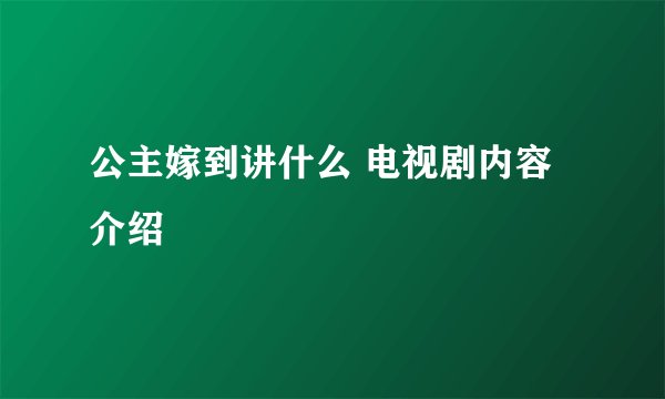 公主嫁到讲什么 电视剧内容介绍