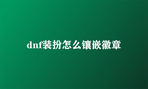 dnf装扮怎么镶嵌徽章