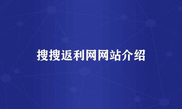 搜搜返利网网站介绍