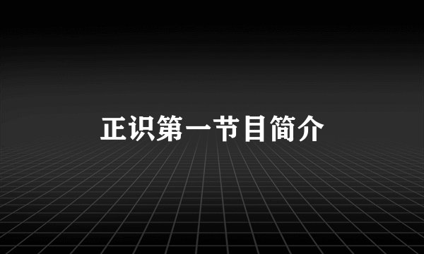 正识第一节目简介