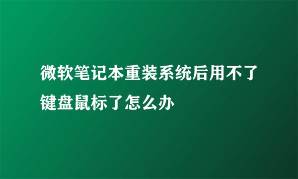 微软笔记本重装系统后用不了键盘鼠标了怎么办