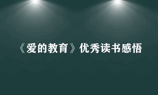 《爱的教育》优秀读书感悟