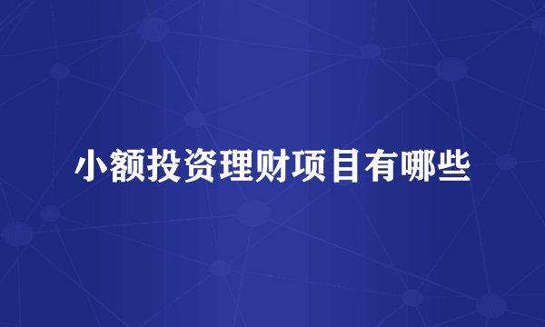 小额投资理财项目有哪些