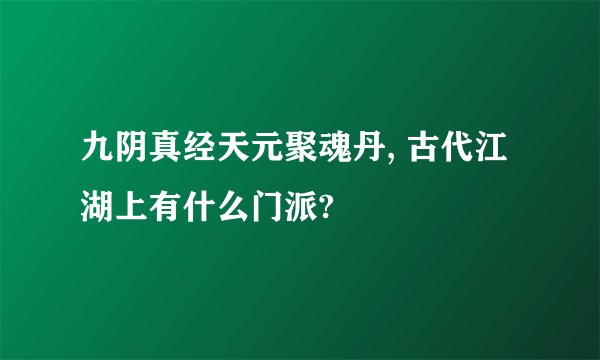 九阴真经天元聚魂丹, 古代江湖上有什么门派?