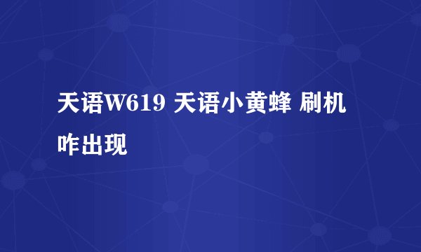 天语W619 天语小黄蜂 刷机咋出现