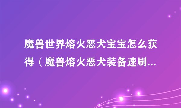 魔兽世界熔火恶犬宝宝怎么获得（魔兽熔火恶犬装备速刷教程）「必看」