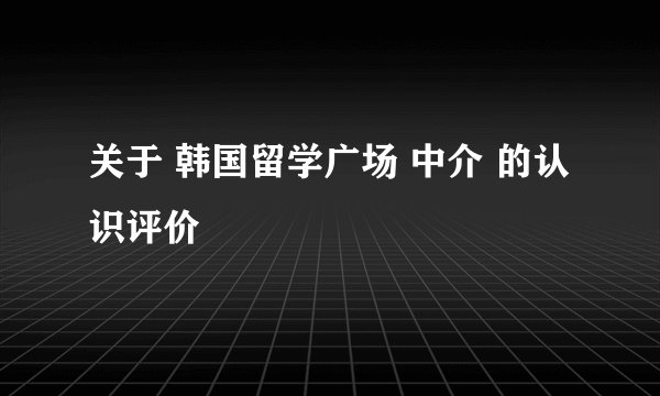 关于 韩国留学广场 中介 的认识评价