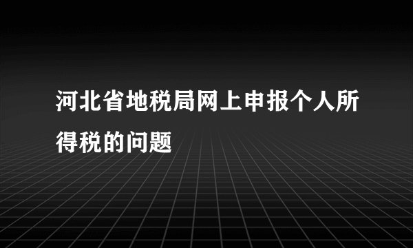 河北省地税局网上申报个人所得税的问题