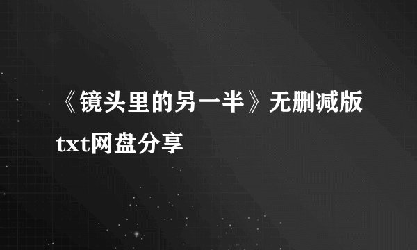《镜头里的另一半》无删减版txt网盘分享