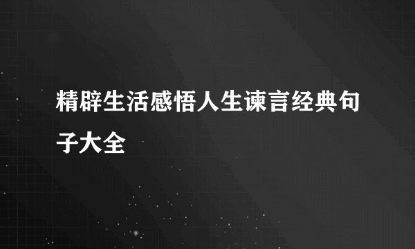 精辟生活感悟人生谏言经典句子大全