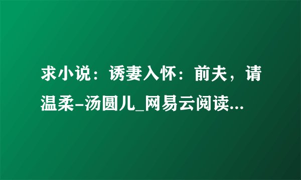 求小说:诱妻入怀:前夫,请温柔-汤圆儿_网易云阅读完整网盘资源链接