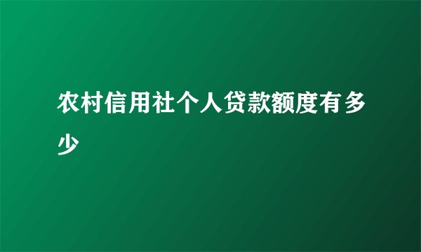 农村信用社个人贷款额度有多少