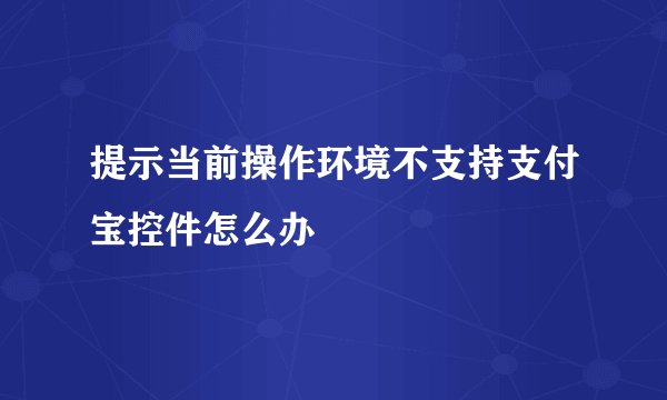 提示当前操作环境不支持支付宝控件怎么办
