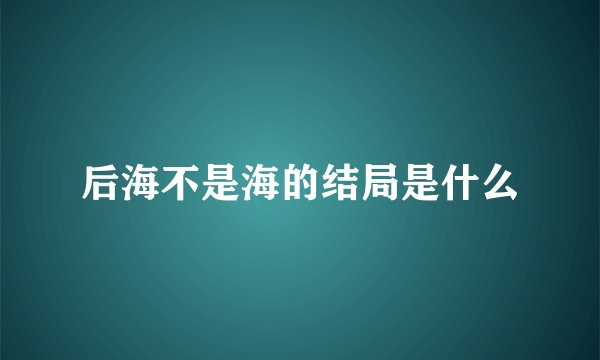 后海不是海的结局是什么