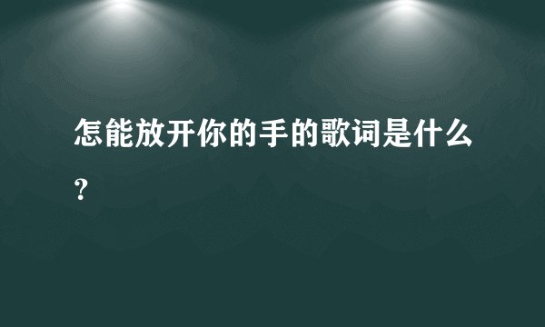 怎能放开你的手的歌词是什么？