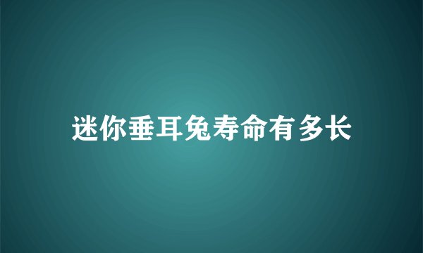 迷你垂耳兔寿命有多长