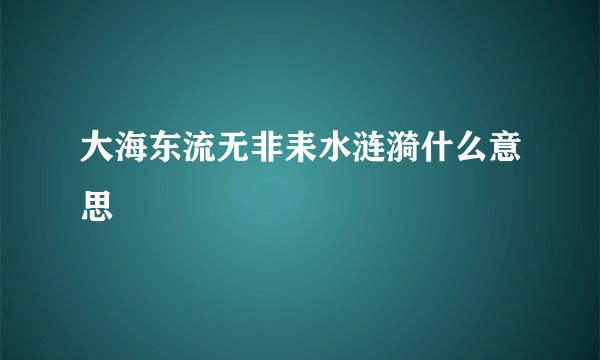 大海东流无非耒水涟漪什么意思