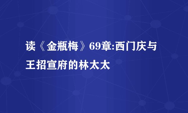 读《金瓶梅》69章:西门庆与王招宣府的林太太