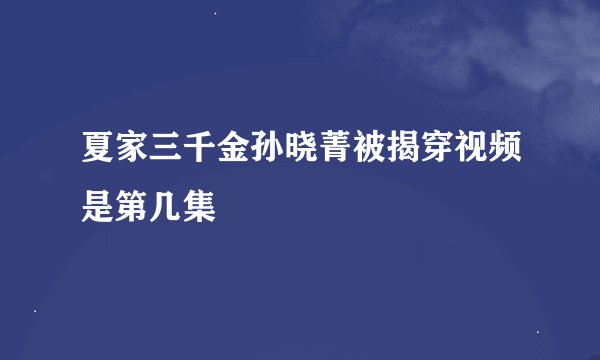 夏家三千金孙晓菁被揭穿视频是第几集