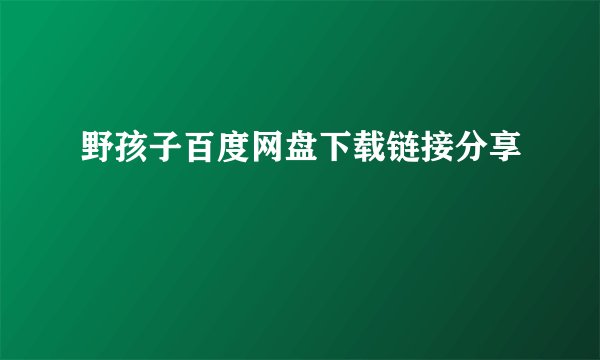 野孩子百度网盘下载链接分享