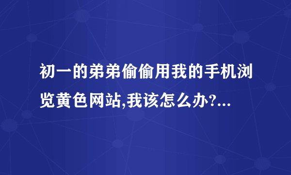 初一的弟弟偷偷用我的手机浏览黄色网站,我该怎么办? - 知乎