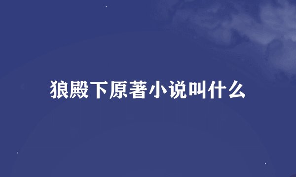 狼殿下原著小说叫什么