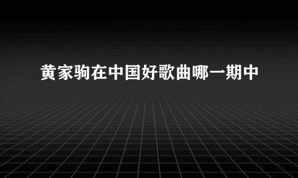 黄家驹在中国好歌曲哪一期中
