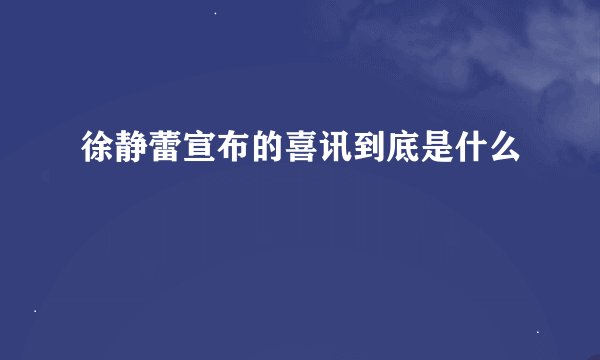 徐静蕾宣布的喜讯到底是什么