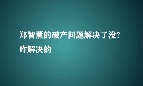 郑智薰的破产问题解决了没?咋解决的