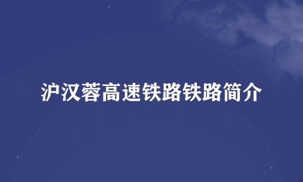 沪汉蓉高速铁路铁路简介