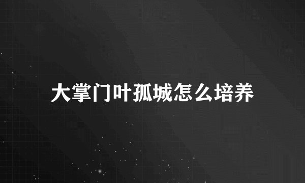 大掌门叶孤城怎么培养