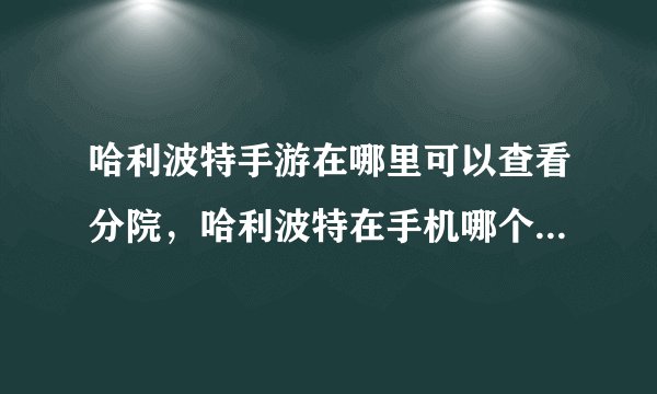 哈利波特手游在哪里可以查看分院，哈利波特在手机哪个播放器可以免费看