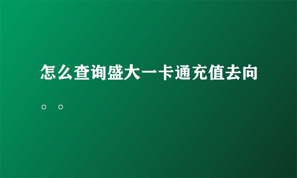 怎么查询盛大一卡通充值去向。。