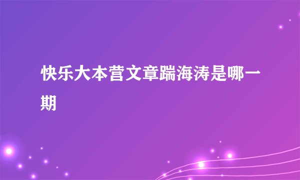 快乐大本营文章踹海涛是哪一期