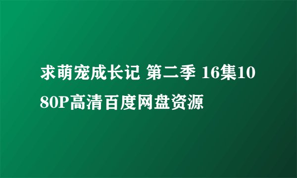求萌宠成长记 第二季 16集1080P高清百度网盘资源
