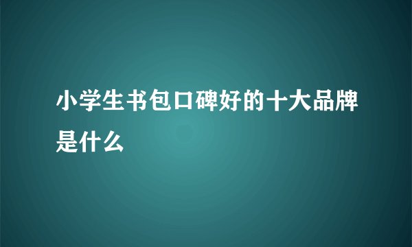 小学生书包口碑好的十大品牌是什么